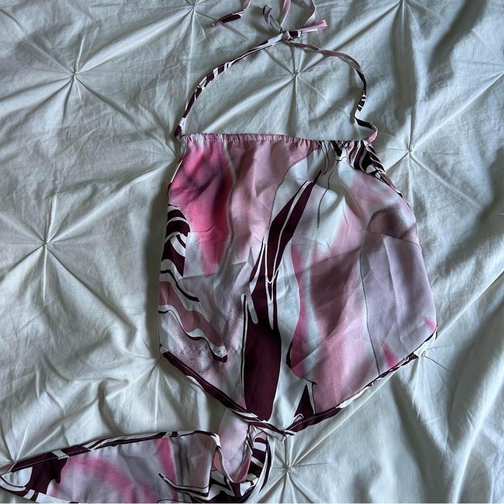 Shein Womens XS Pink and White Bandana Top